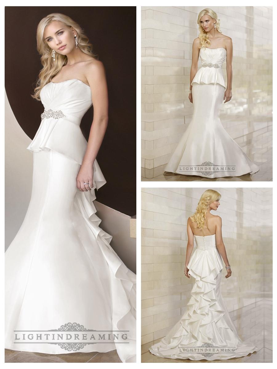 Mariage - Modern Mermaid Strapless Ruched Bodice Wedding Dresses with Ruffled Skirt