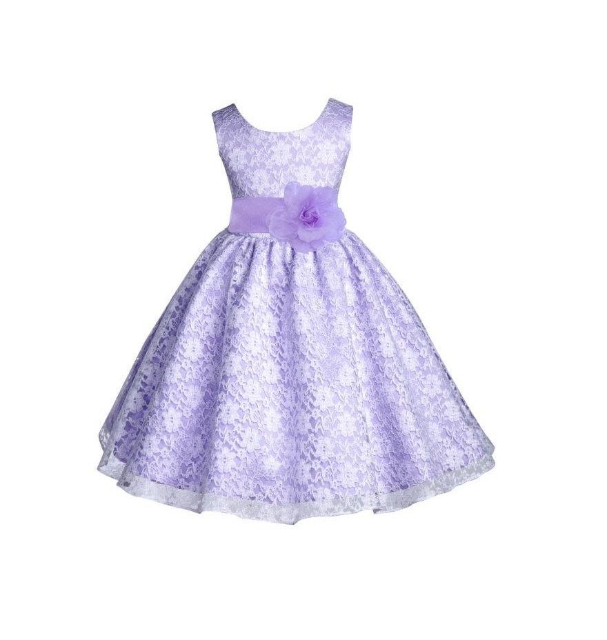 Hochzeit - Wedding Floral Lace Overlay lilac purple flower girl dress toddler baby dancing gown bridesmaid toddler size 6-9m 12-18m 2 4 6 8 10 12 