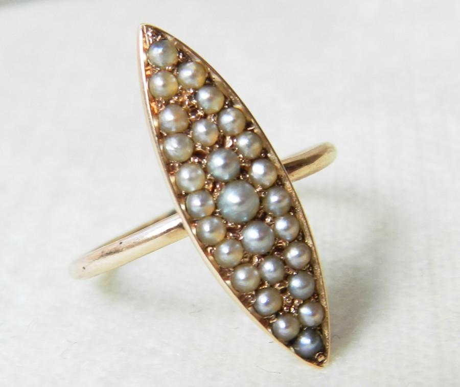 زفاف - Victorian Pearl Ring 1800s 14K Victorian Ring Seed Pearl Ring Unique Engagement Ring June Birthstone