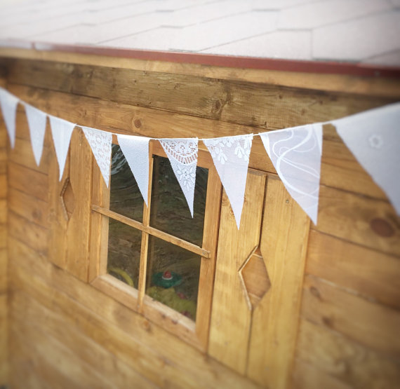 Wedding - Lace Bunting Pennant Banner lace Bunting Pennant wedding banner Wedding Hanging Decoration White wedding garland Rustic Wedding Banner Party