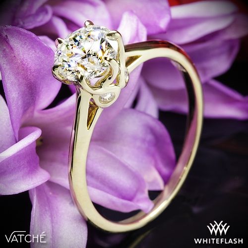 Hochzeit - 18k Yellow Gold Vatche 191 Swan Solitaire Engagement Ring