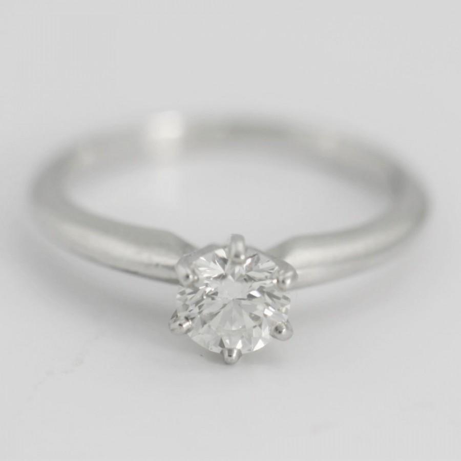 Wedding - Solitaire Diamond Engagement Ring in 14k White Gold