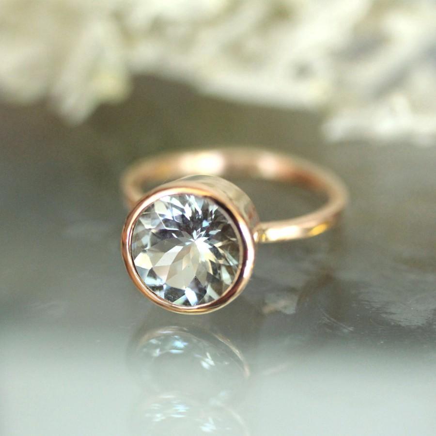 زفاف - Aquamarine 14K Gold Ring, Engagement Ring, Gemstone Ring, Cocktail Ring, Stacking Ring - Made To Order