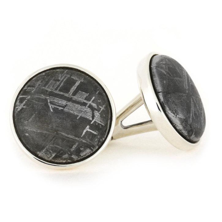 Свадьба - Meteorite Cuff Links made with Sterling Silver Links, Personalized Meteorite Wedding Accessories