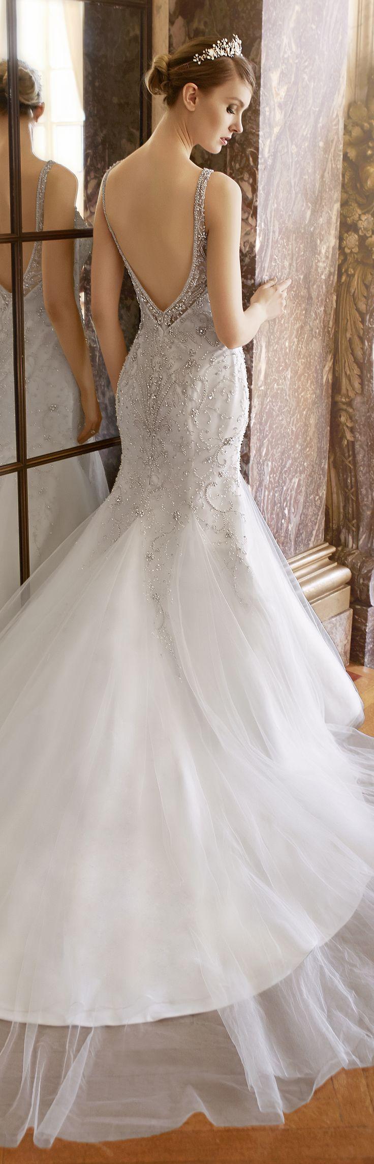 Hochzeit - V-neck And Low Illusion Back Beaded Wedding Gown 