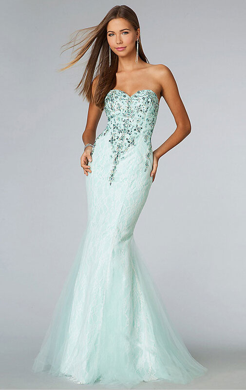 Wedding - Trumpet/Mermaid Sweetheart Sleeveless Tulle Prom Dresses With Beaded Online Sale at GBP109.99