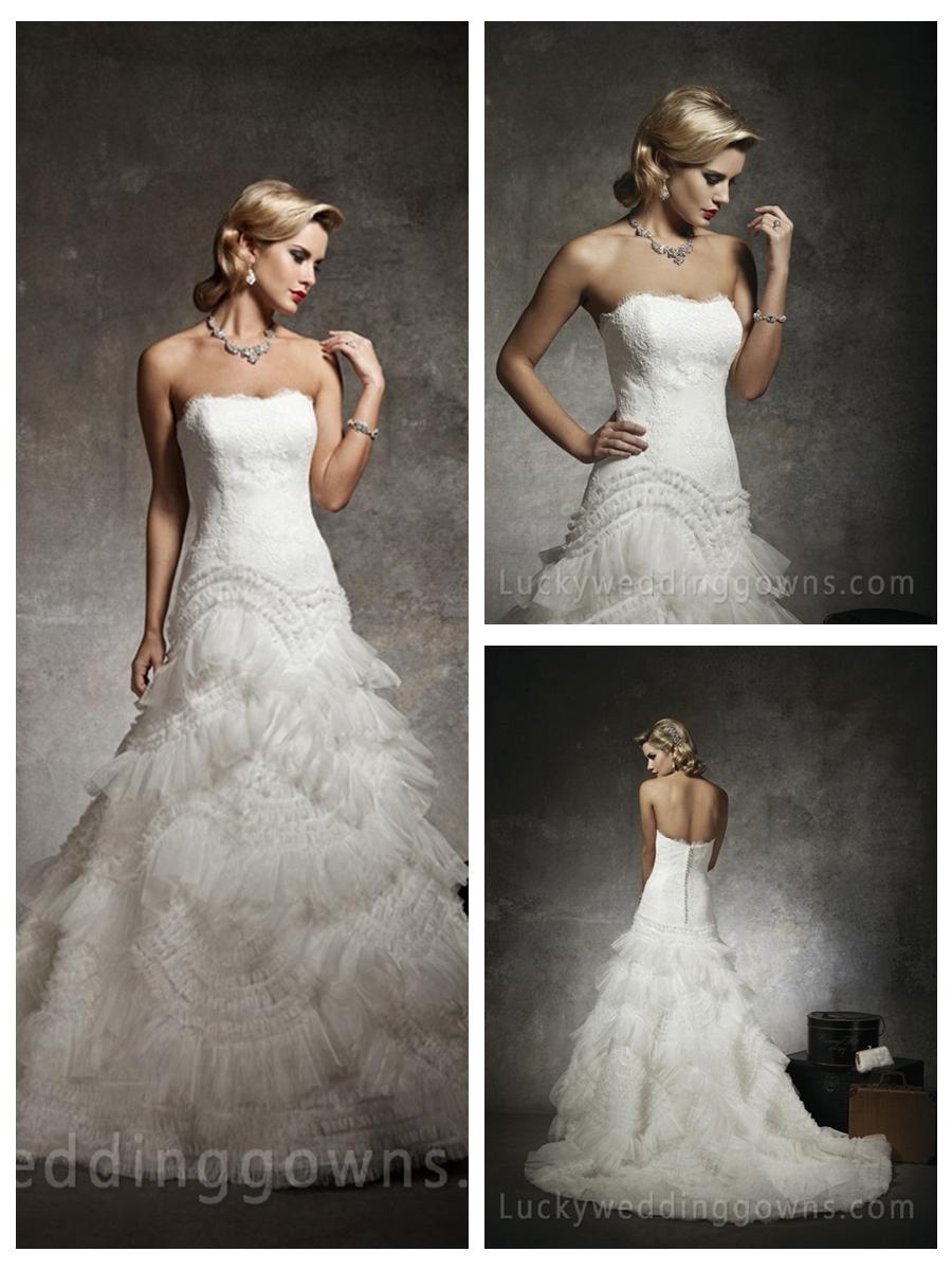 Hochzeit - Chic Strapless Sweetheart Ballroom Wedding Dress with Full Tulle Skirt