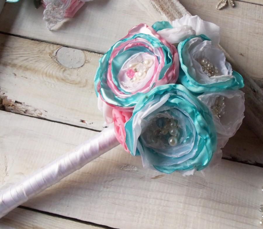 Mariage - Bouquet for the bride understudy in gentle turquoise-blue pink tones