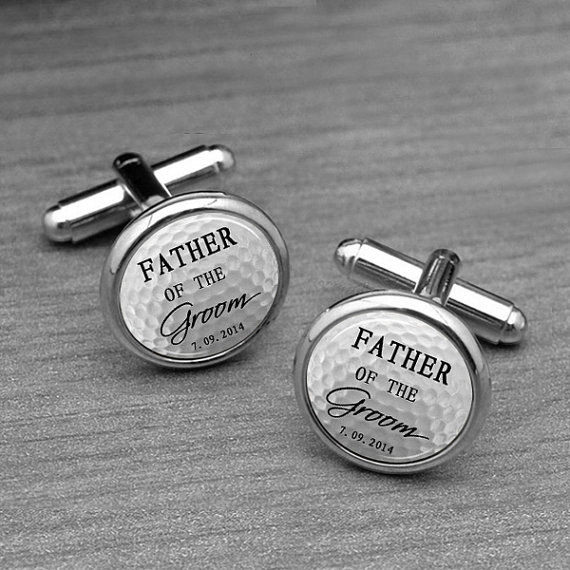 Свадьба - Father of the Groom Cufflinks,GOLF Ball, Custom wedding date, Personzlied Tie Tacks, Mathing Tie clips,Unique Cufflinks Tie Tacks for Father