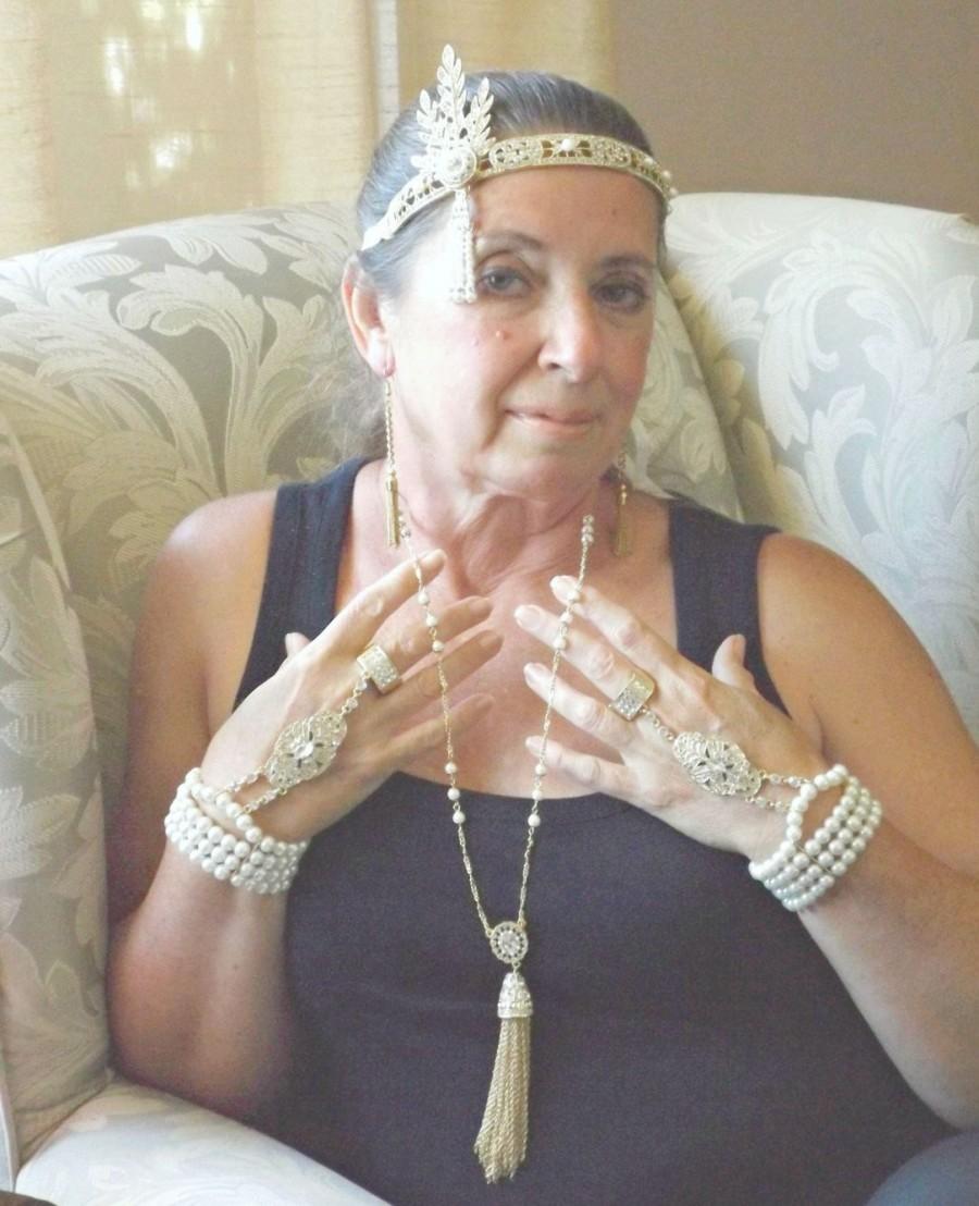 Ladies 20s Headband Bracelet Ring Set 1920s Vintage Bridal Flapper Gatsby Party 