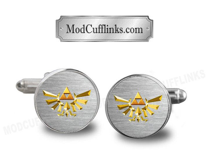 Mariage - The Legend Of Zelda Triforce Cufflinks, A Printed Picture, Antique Bronze Or Silver Color 20mm Bezel, Dome Glass