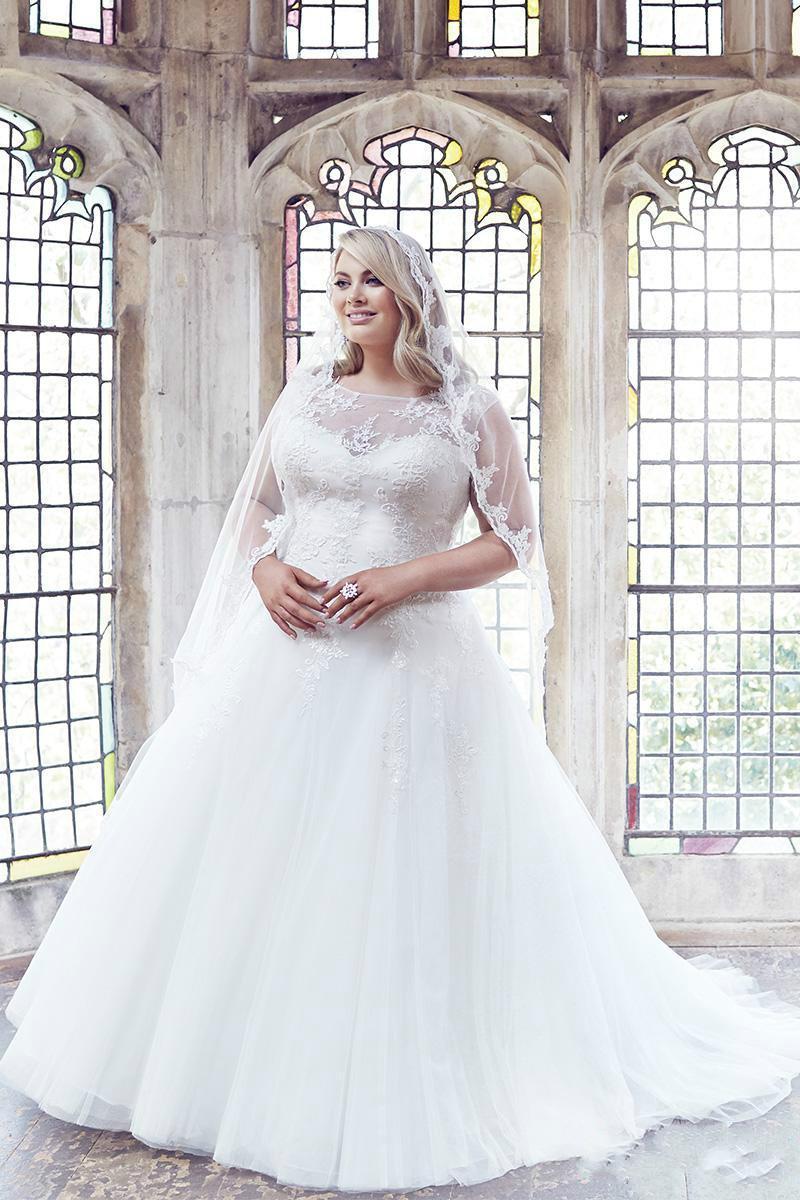 a line lace and sparkle wedding dress plus size