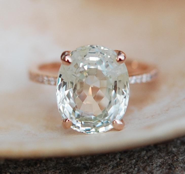 زفاف - GIA Sapphire Engagement Ring 18k Rose Gold 8.54ct Unheated Jasmine Oval Sapphire Ring