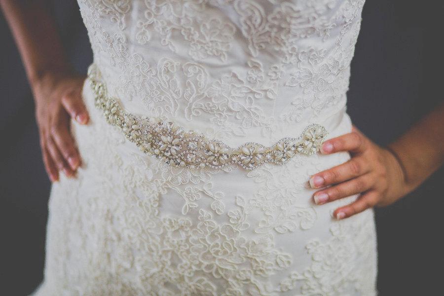 Wedding - beading all around waist Rhinestones and pearls sash, bridal sash, wedding dress sash