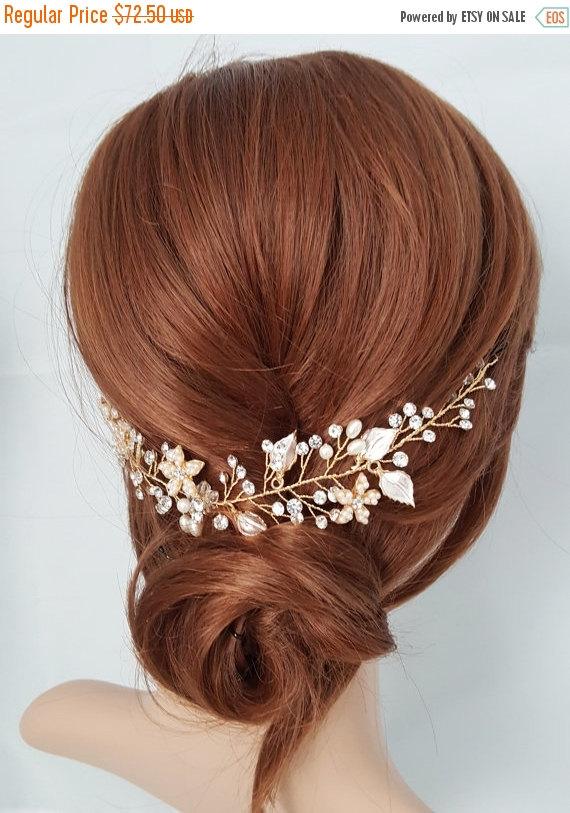 Hochzeit - 20% OFF-LIMITED TIME Sale Wedding Hair Vine, Gold Bridal Head Piece, Silver Bridal Hair Accessory, Hair Vine
