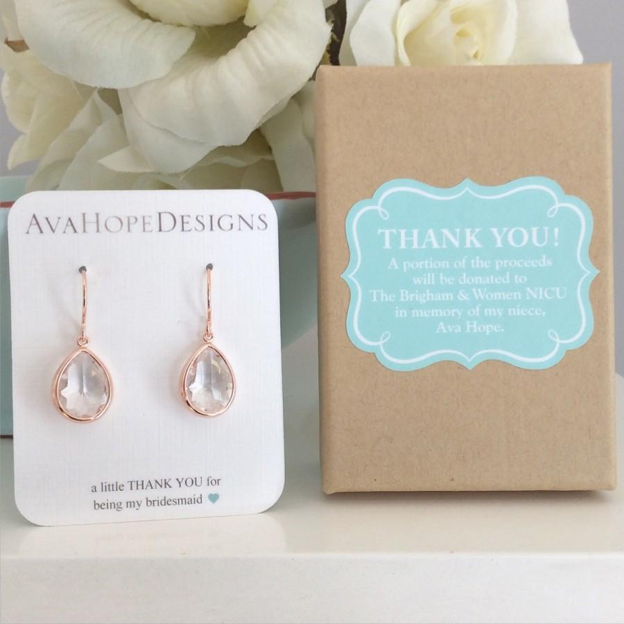 Mariage - Rose Gold Earrings, Gifts for Her, Bridesmaid Earrings Rose gold earrings, Rose Gold Wedding Best friend gifts wedding gifts wife girlfriend
