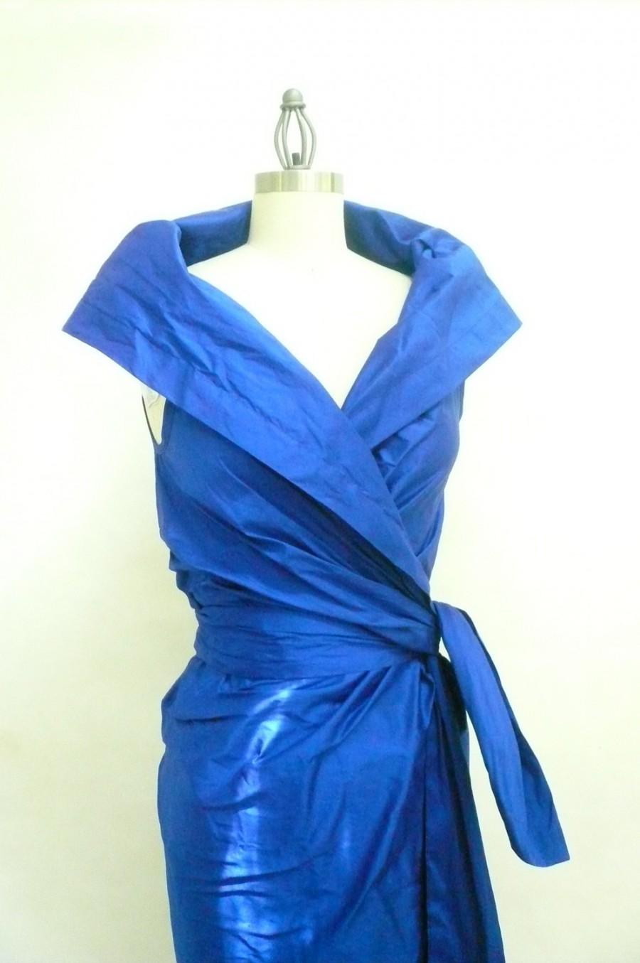 Wedding - Maria Severyna royal blue Silk Dupioni Wrap Dress