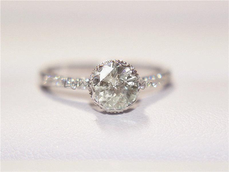 زفاف - Floral Ring 14K White Gold Ring 0.6ct FB Moissanite Ring  Forever Brilliant Moissanite Engagement Ring Vintage Ring Stack Ring