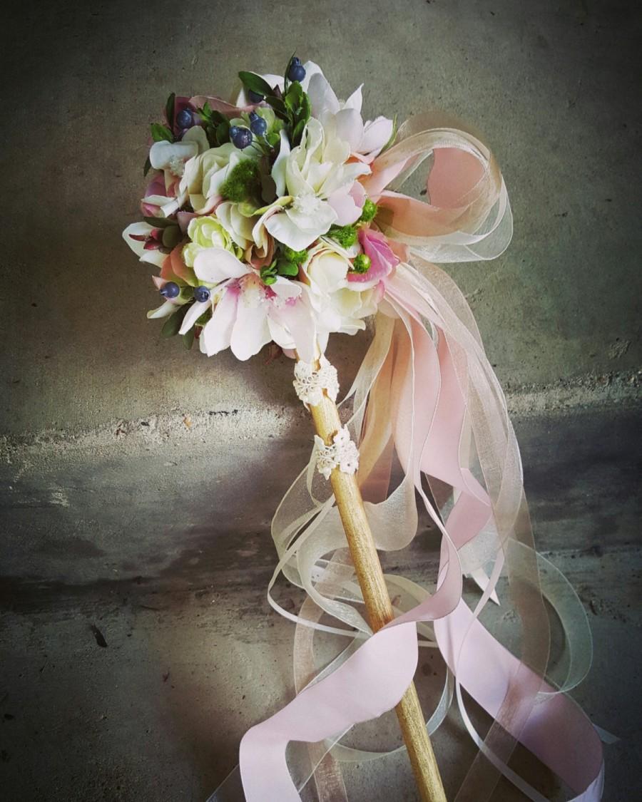 Wedding - Magnolia Blush Mini Magnolia Pom Wand Custom Order