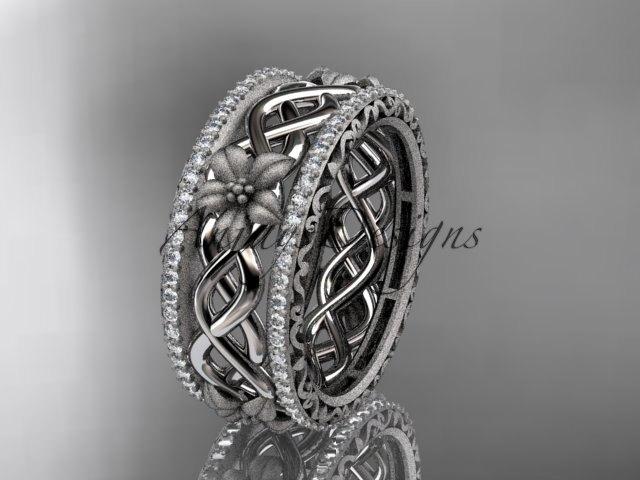 Свадьба - Platinum diamond flower wedding ring, engagement ring ADLR260