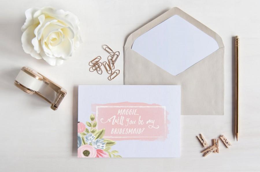 Hochzeit - Will You Be My Bridesmaid Card Set - Bridesmaid Proposal Gift - Will You Be My Maid of Honor Card - Custom A2 Floral Maid Proposal Card
