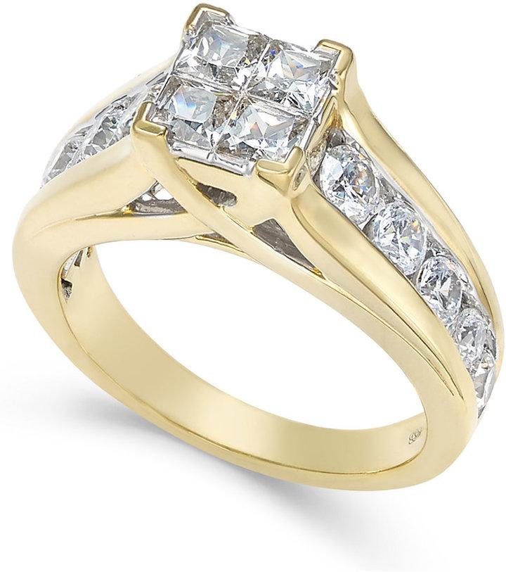 زفاف - Diamond Engagement Quad Ring (2 ct. t.w.) in 14k Gold