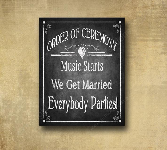 Hochzeit - Order of Ceremony Wedding sign - chalkboard signage -  with optional add ons