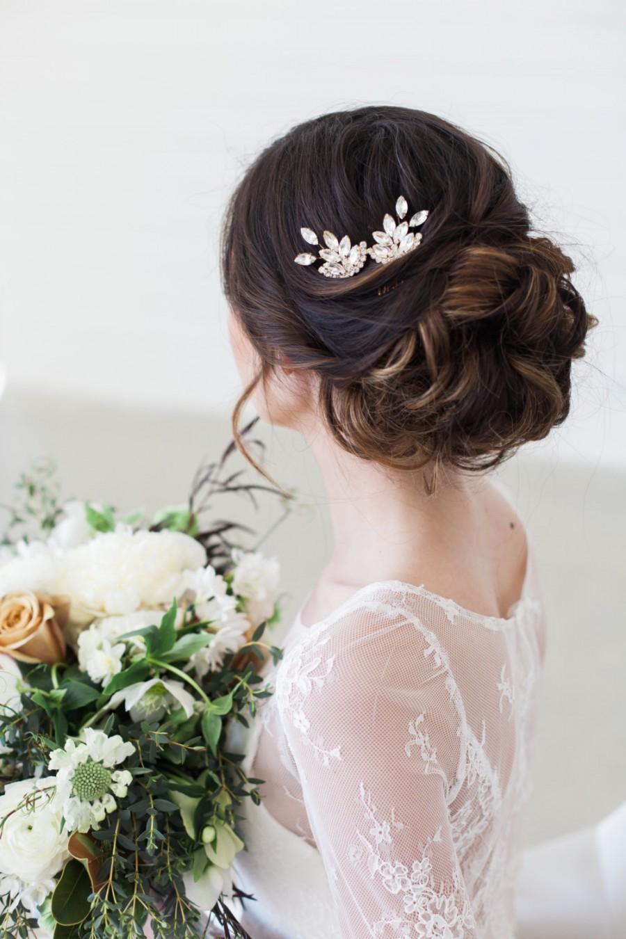 Hochzeit - Gold Crystal Hair Combs, Gold art deco crystal hair combs, Gold Crystal Hair Accessories, Vintage Style Hairpiece, Wedding Hair Accessories
