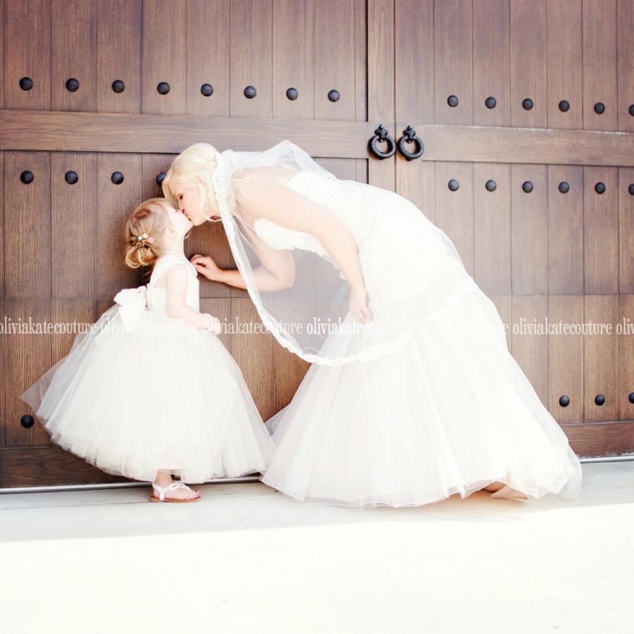 Wedding - Flower Girl Dresses, Ivory dresses, tutu dress, tulle dress, ankle length, frock, ivory white