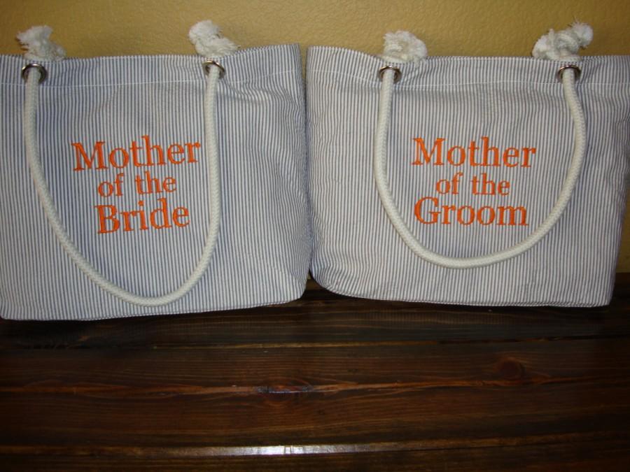 زفاف - Mother of the Bride or Groom Seersucker or Chevron Tote Bag