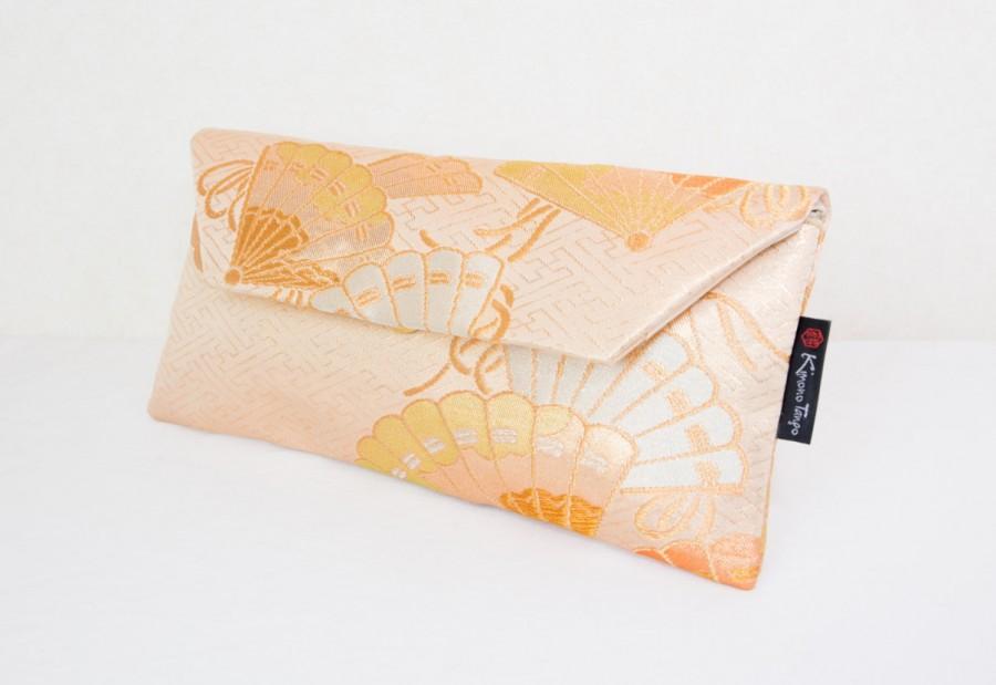 زفاف - Gold Silk Clutch Bag (Silk Clutch Bag; Japanese Silk Kimono Bag; Gold Kimono Obi Purse; Japanese Purse; Gold Clutch Bag; Clutch Purse)