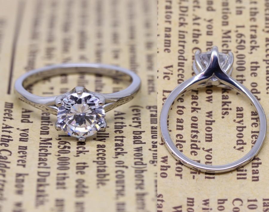زفاف - 1.5ct Lab diamond Solitaire ring available in white gold or Titanium - engagement ring - wedding ring - silver ring