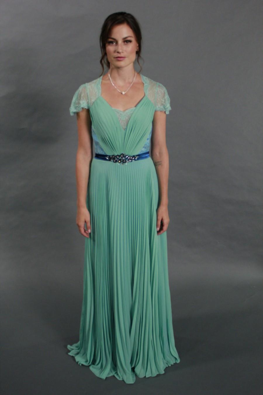 زفاف - Elegant lace V-neck see through back chiffon evening prom dress