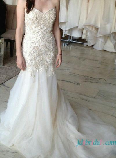 Свадьба - H1622 stunning gold beading embroidery memraid wedding dress