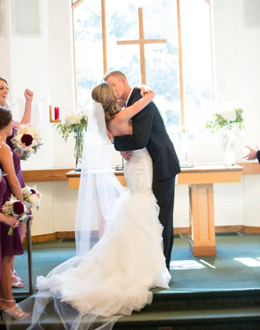 زفاف - Bridal veil ivory, ivory bridal veil, cathedral veil