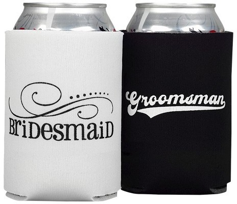 Mariage - Hortense B. Hewitt Bridesmaid And Groomsman Can Coolers - Black/White
