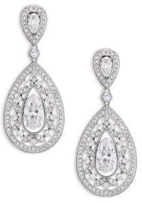 Свадьба - Adriana Orsini Pavé Crystal Small Pear Drop Earrings/Silvertone