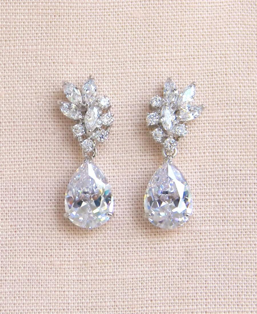 Mariage - Crystal Bridal earrings Wedding jewelry Crystal Wedding earrings Bridal jewelry, Tegan Bridal Earrings