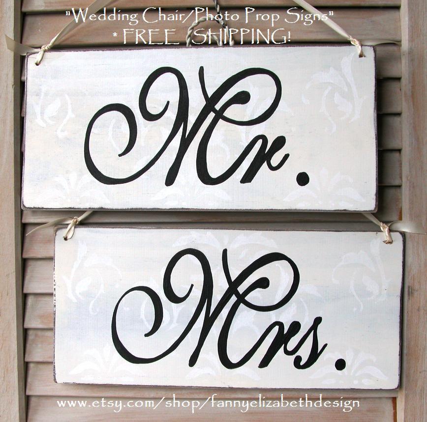 Mariage - Mr. & Mrs.Signs FREE SHIPPING- Mr. and Mrs. Chair Signs- Wedding- Bride and Groom- Wedding Signs- Signs-Rustic wedding signs