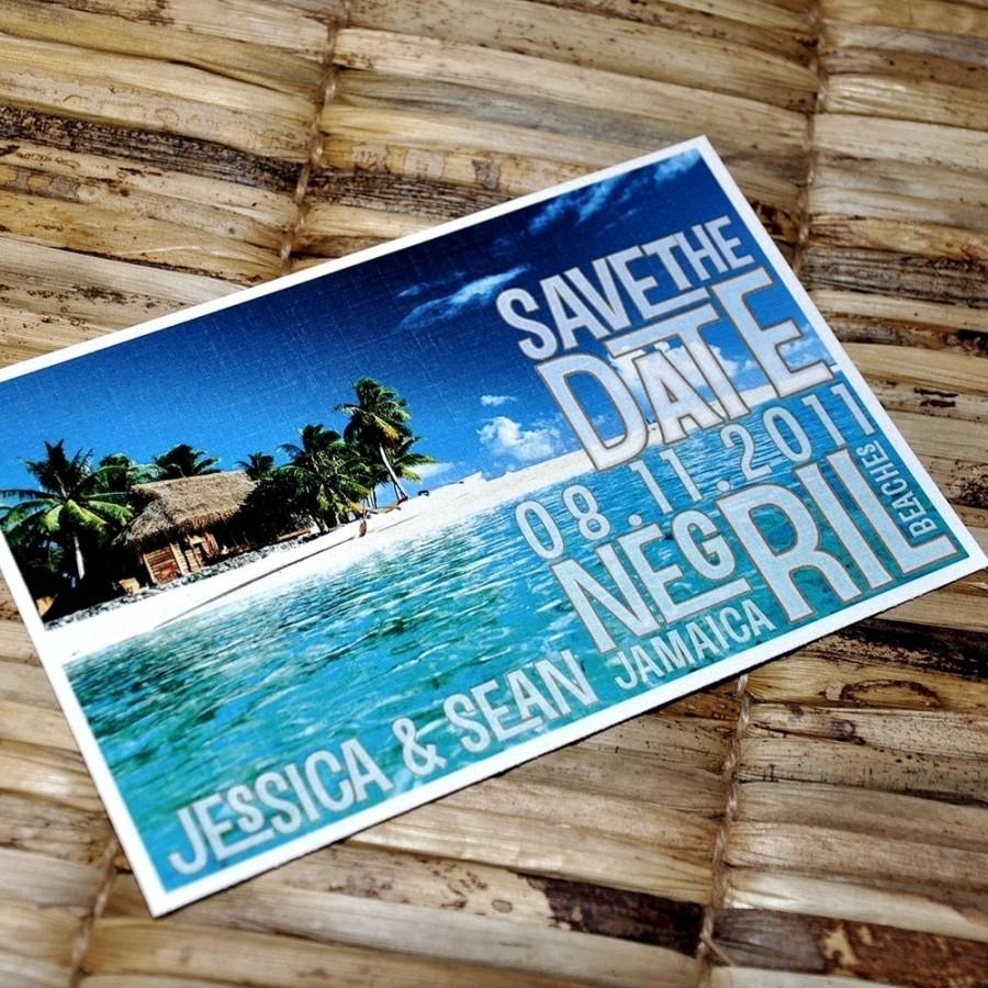 Mariage - Save the Date Postcard - Vintage Beach Cabana - Deposit and Design Fee