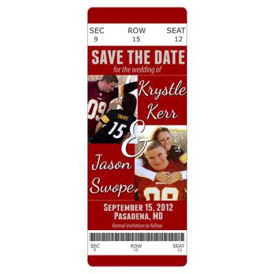 زفاف - Custom NFL, NBA, NCAA or College Football & Basketball Sports Game Ticket Stub Save the Date Wedding Photo Magnet