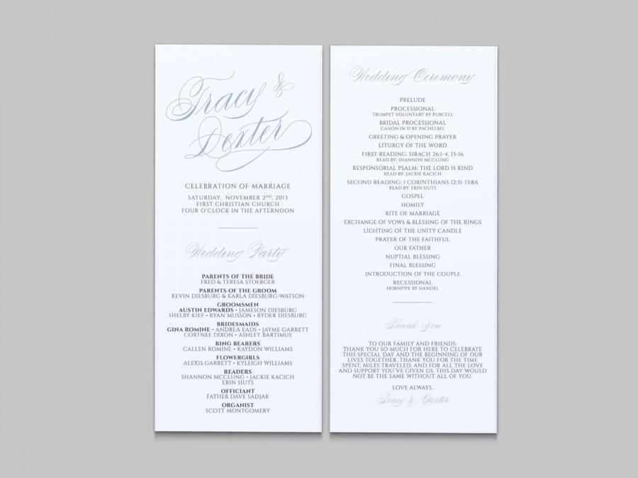 Wedding - Elegant Script Wedding Double Sided Wedding Program - Custom Printable PDF