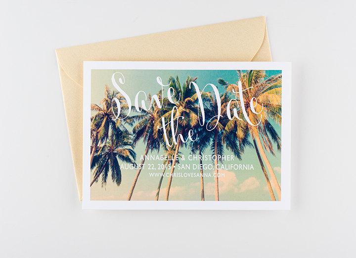 Mariage - Save The Date - Tropical Palm Tree Beach Wedding Invitation