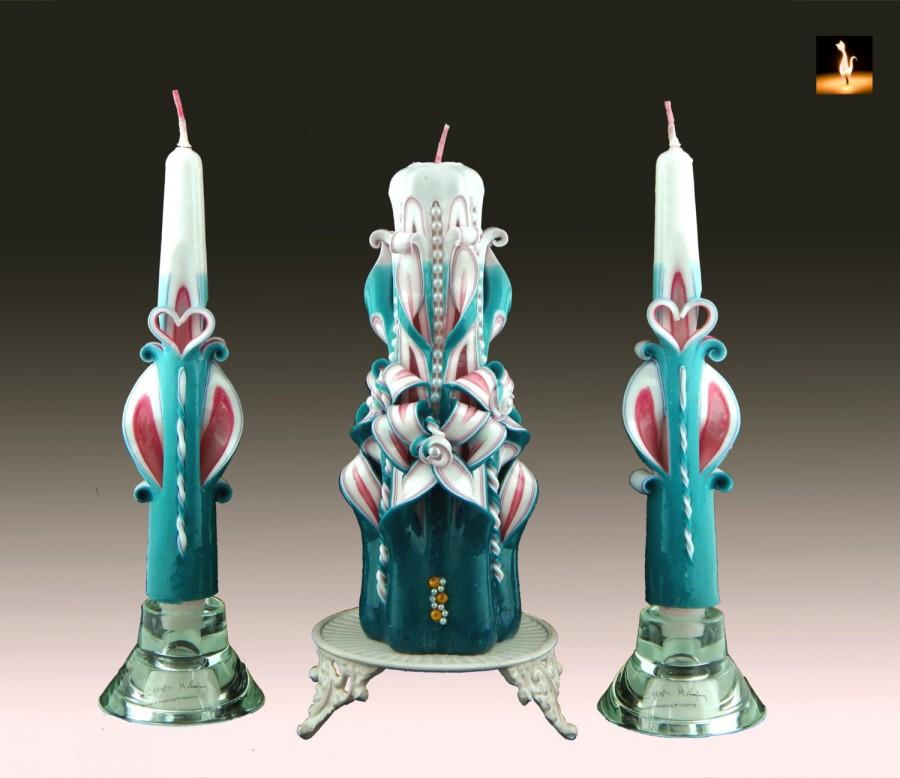 زفاف - Turquoise unity set, wedding décor, wedding gift, wedding, wedding gifts, unity ceremony, wedding ceremony, wedding unity candle