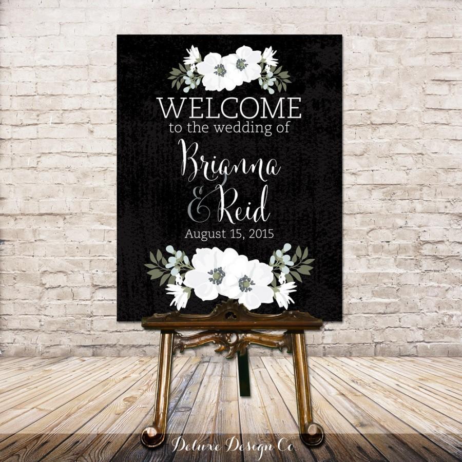 Wedding - Wedding Welcome Sign Printable // PRINTABLE DIY Large Custom Wedding Sign // Welcome Wedding Sign // Vintage Black & White Floral // DIGITAL