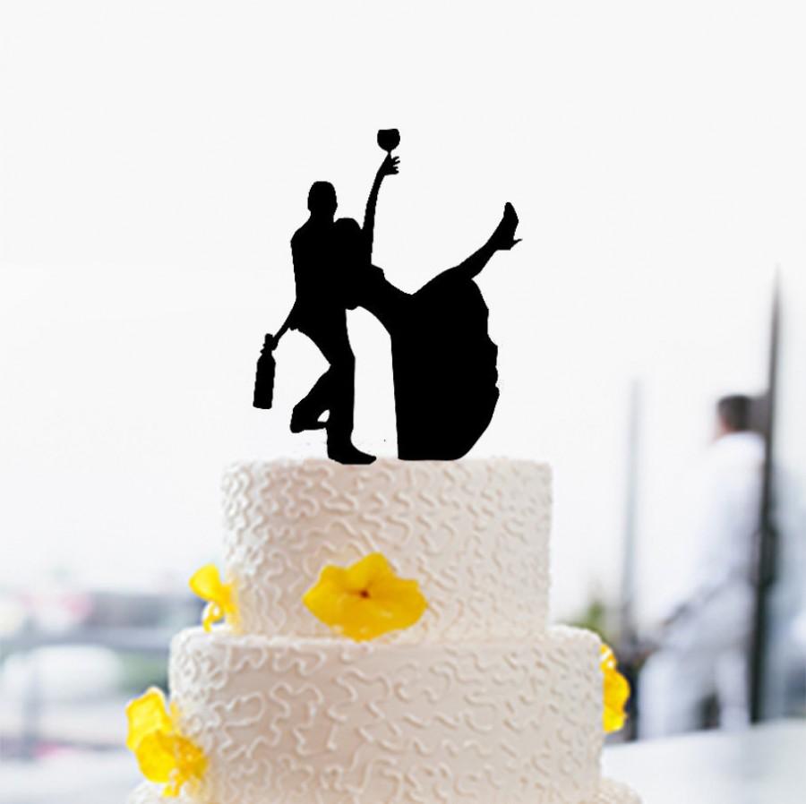 Mariage - Wedding Cake Topper-Funny Cake Topper-Silhouette Cake Topper-Personalized Cake Topper-Rustic Drink Cake Topper-Unique Cake Topper Wedding