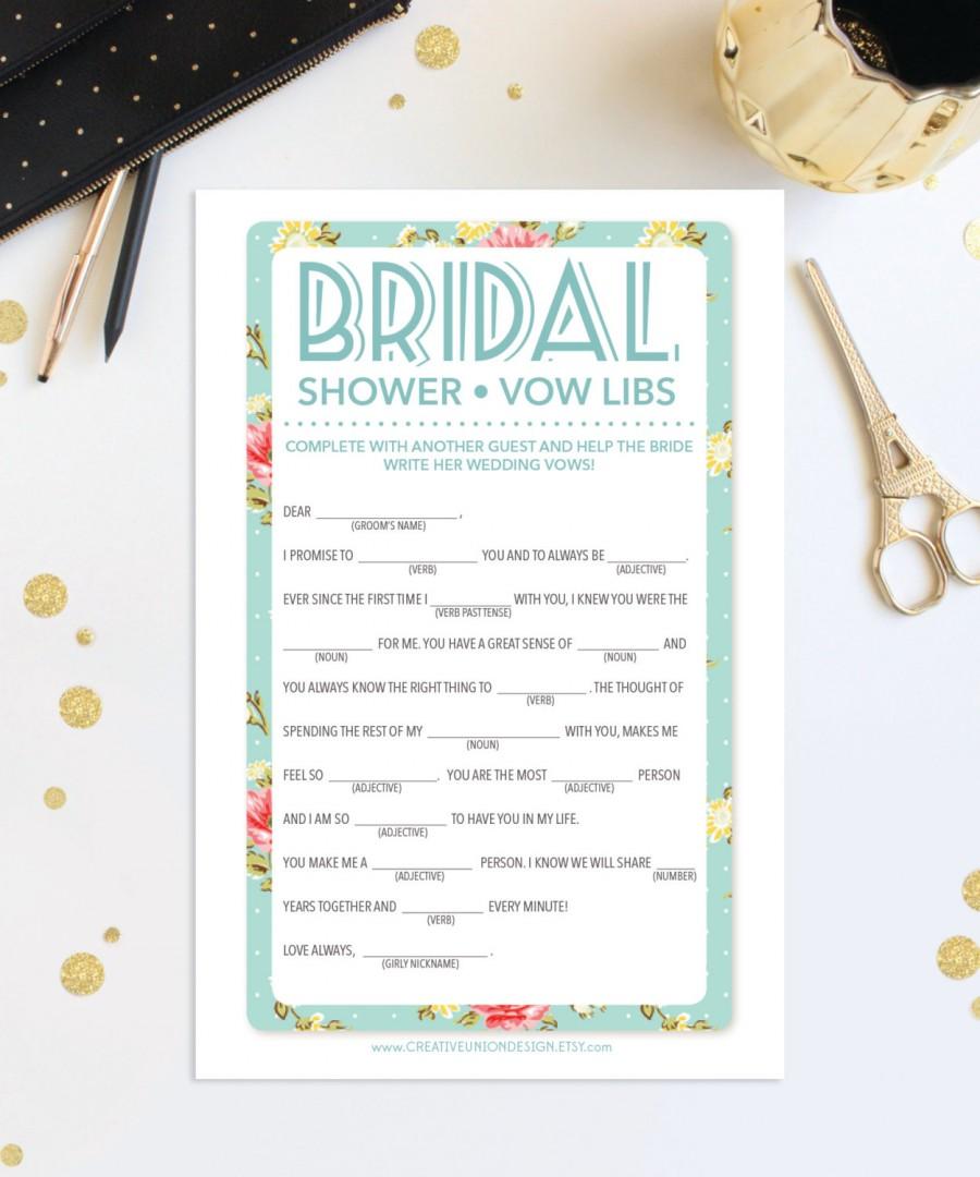 Wedding - Instant Download - Bridal Shower Mad Libs Game Shabby Chic - Wedding Shower Game - Bridal Shower - DIY Games - Shabby Chic