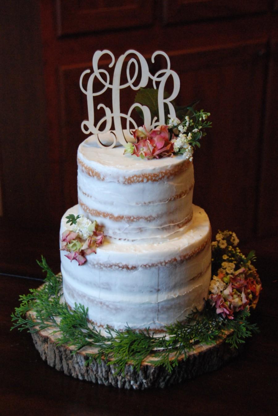 زفاف - Monogram Cake Topper - Unpainted Wooden Cake Topper - Wedding Cake Topper - Initial Cake Topper