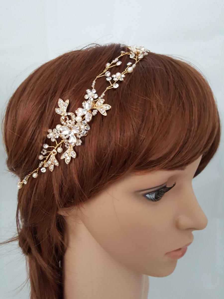 زفاف - Wedding Hair Vine, Bridal Head Piece, Bridal Hair Accessory, Gold Hair Piece, Silver Hair Accessory