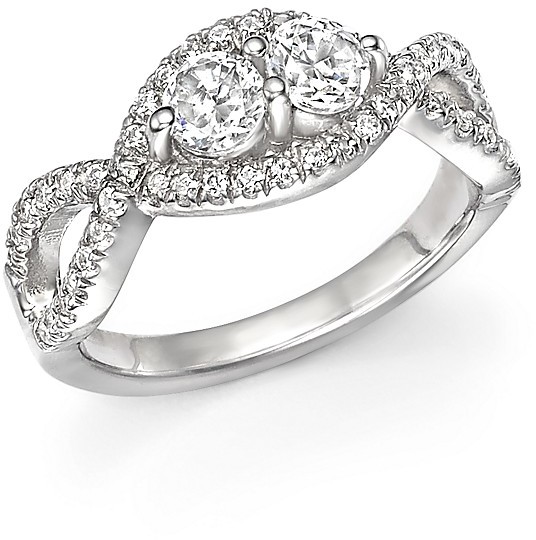 Mariage - Diamond Two Stone Twist Ring in 14K White Gold, .75 ct. t.w.